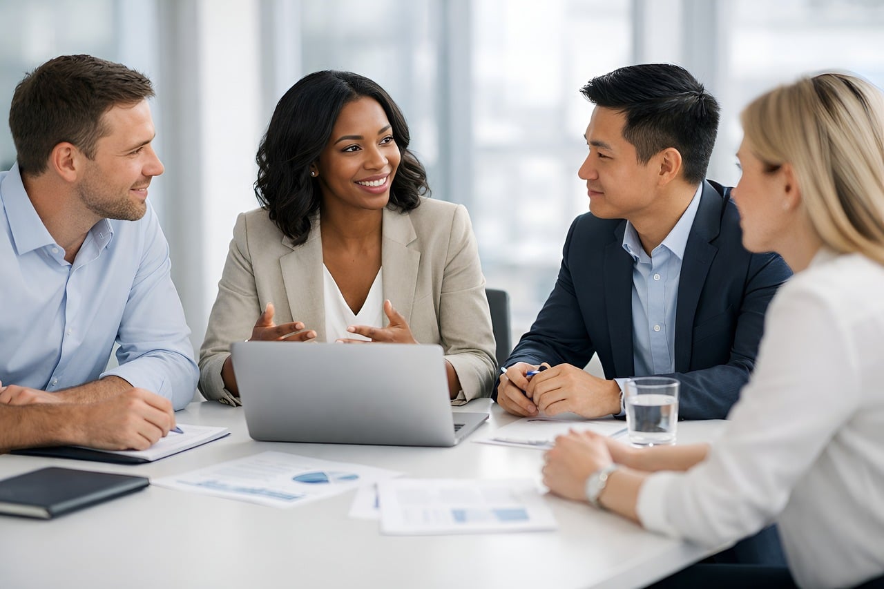 Client and advisor meeting in an office